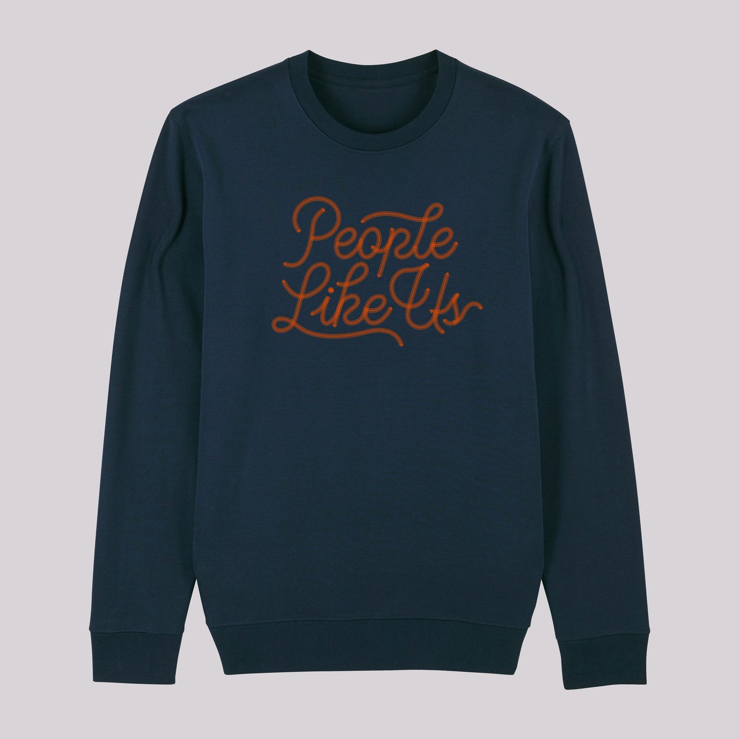 Navy Chainstitched Sweater – Orange Type