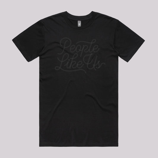 Black Chainstitched T-Shirt – Black Logo