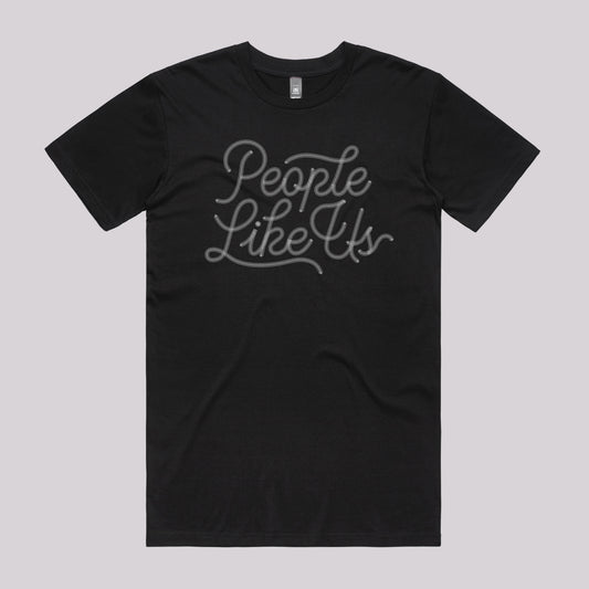 Black Chainstitched T-Shirt – White Logo