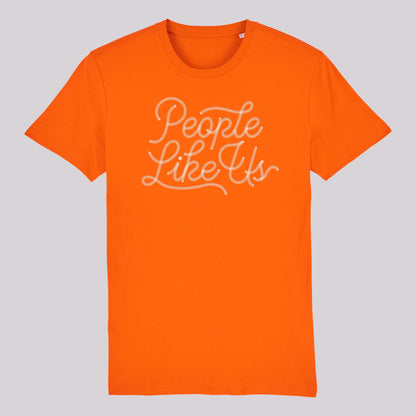 Orange Chainstitched T-Shirt – White Logo