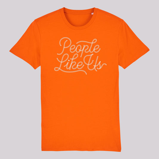 Orange Chainstitched T-Shirt – White Logo