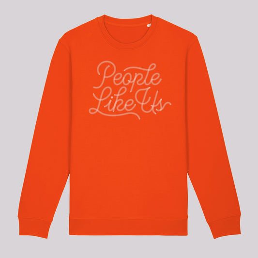 Tangerine Chainstitched Sweater – White Type